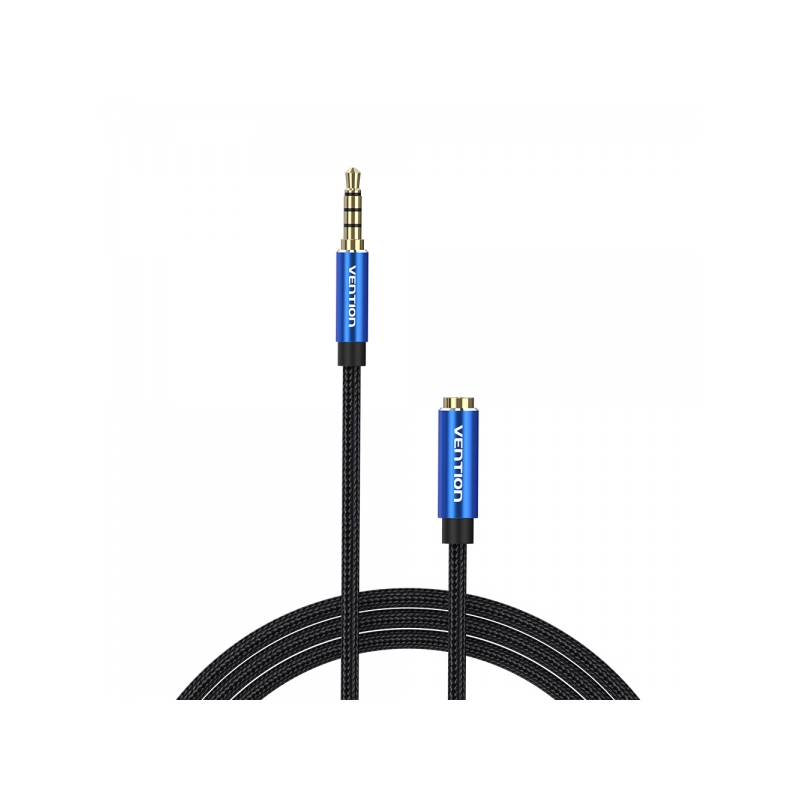 Vention Câble d'extension audio TRSS 3,5 mm mâle vers femelle - 1,5 m - Coton tressé - Aluminium bleu