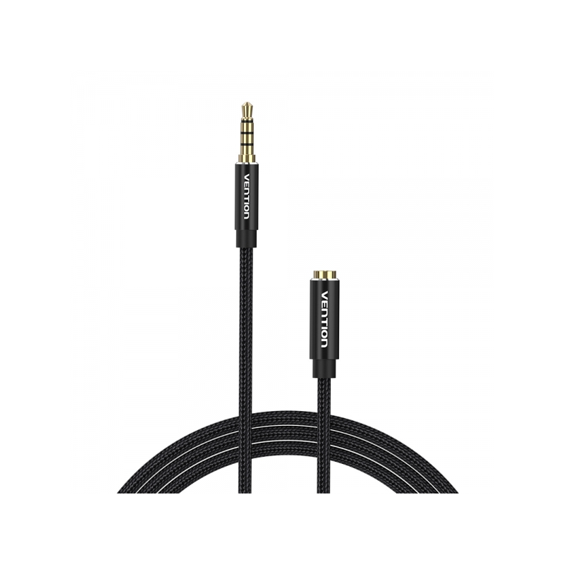Câble Stéréo Vention Jack 3.5 Mâle vers Jack 3.5 Femelle - 3m - Couleur Noir
