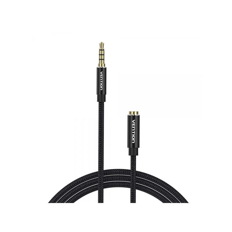 Câble Stéréo Vention Jack 3.5 Mâle vers Jack 3.5 Femelle - 2m - Couleur Noir