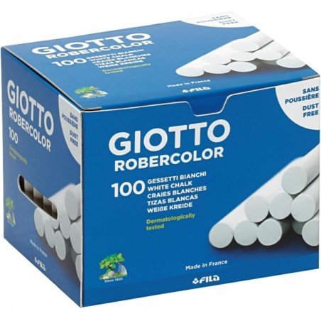 ✅ Giotto Robercolor Pack de 100 craies rondes - Testées dermatologiquement - Compactes et durables - Couleur bl en stock