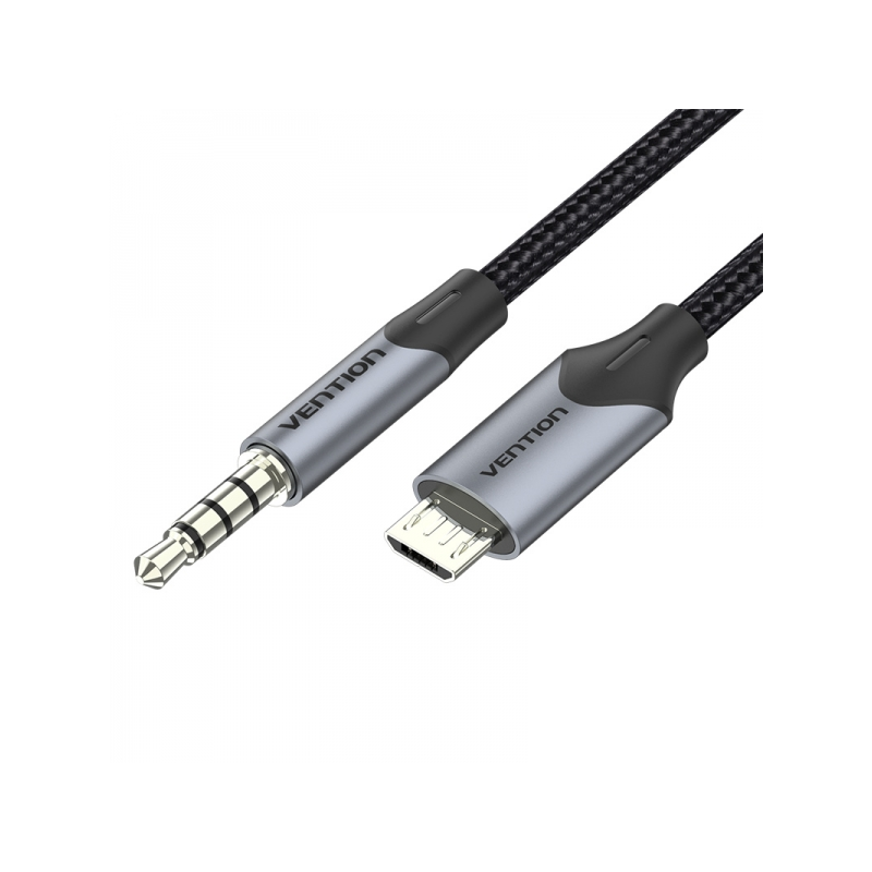 Câble audio Vention MicroUSB Mâle vers Jack 3.5 Mâle - 1.5m - Couleur Noir