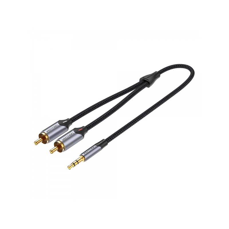 Câble Stéréo Vention Jack 3.5 Mâle vers 2x RCA Mâle - 3m - Couleur Gris