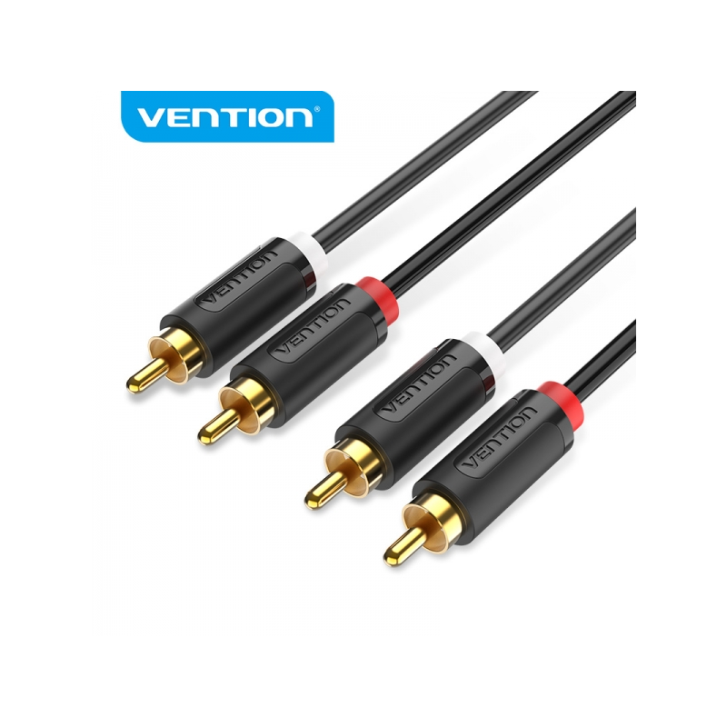 Câble Stéréo Vention 2x RCA Mâle vers 2x RCA Mâle - 0,5m - Couleur Noir