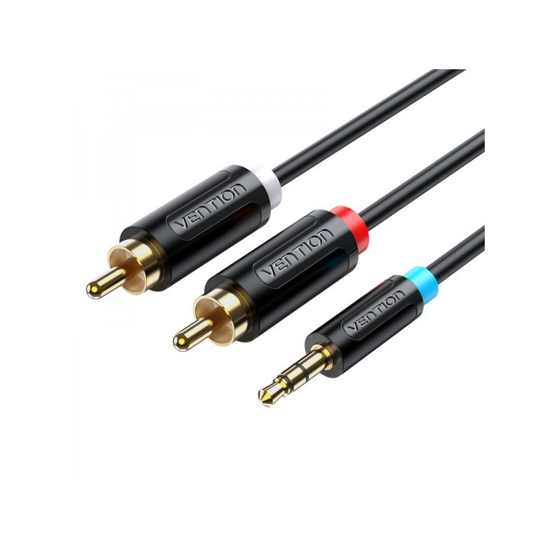Vention Câble Stéréo Jack 3.5 Mâle vers 2x RCA Mâle - 1.5m - Couleur Noir