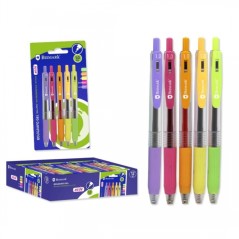 ✅ Bismark Pack de 5 stylos à encre gel rétractables - Pointe 1,0 mm - Écriture fluide - Couleurs fluo assorti en stock