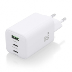 Chargeur Aisens Gan USB-C 65W - Haute efficacité énergétique - Technologie AI - Chargement rapide et sûr - 3 ports USB