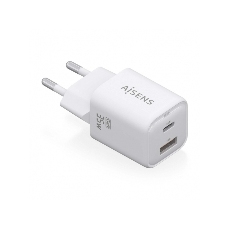 Aisens Gan USB-C Chargeur 35W - Haute efficacité énergétique - Technologie AI pour une charge rapide - Protections multiples
