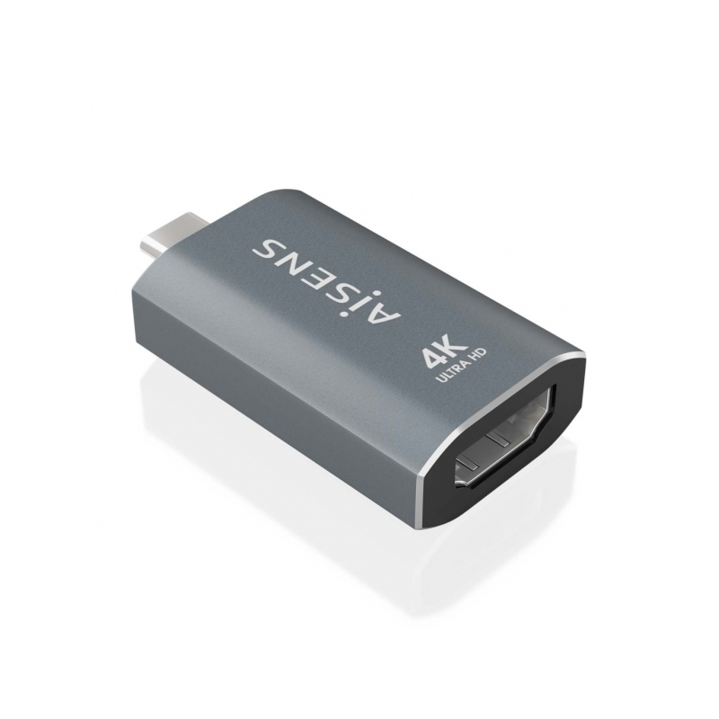 Convertisseur Aisens USB-C vers HDMI 2.0 - Boîtier en aluminium - Résolution 4K @ 60 Hz - Profondeur de couleur 48 bits/Px