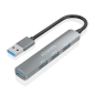 Hub USB Aisens Ultra Slim en aluminium - 1xUSB3.0 + 3xUSB2.0 - Haute vitesse 5 Gbit/s - Alimenté par bus USB - Couleur grise