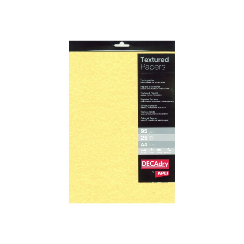 Apli Pack de 25 Feuilles de Papier Parchemin - 95gr - Design Double Face - Idéal pour Invitations, Diplômes et Travaux Manuels