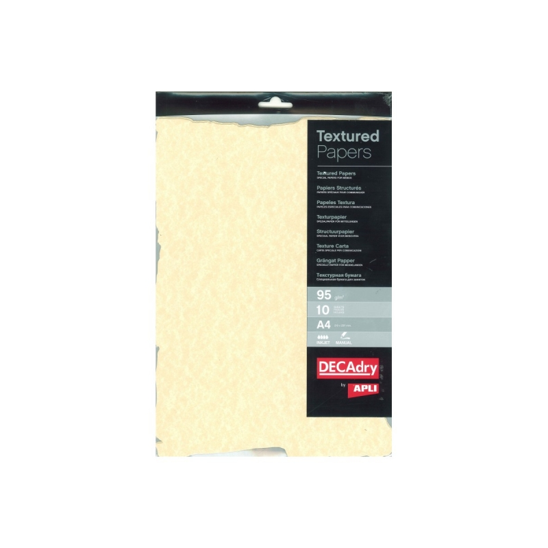 Apli Pack de 10 Feuilles de Papier Parchemin Prédécoupé Champagne A4 - 95gr - Dessin Recto/Verso - Compatible Jet d'Encre