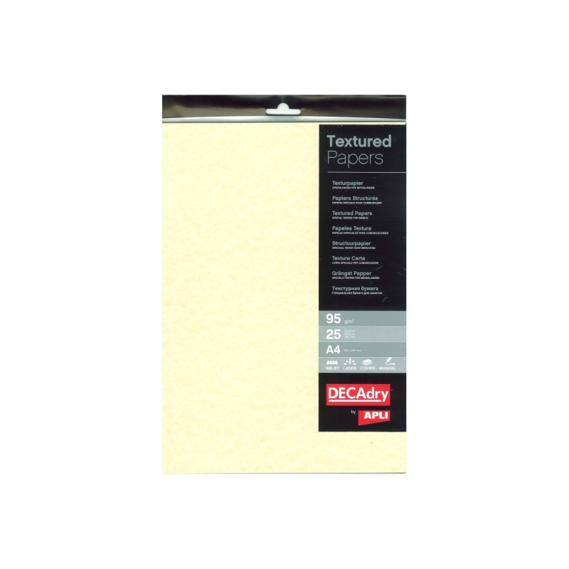 Apli Pack de 25 feuilles de papier parchemin A4 - 95gr - Design recto-verso - Idéal pour les invitations, diplômes et travaux