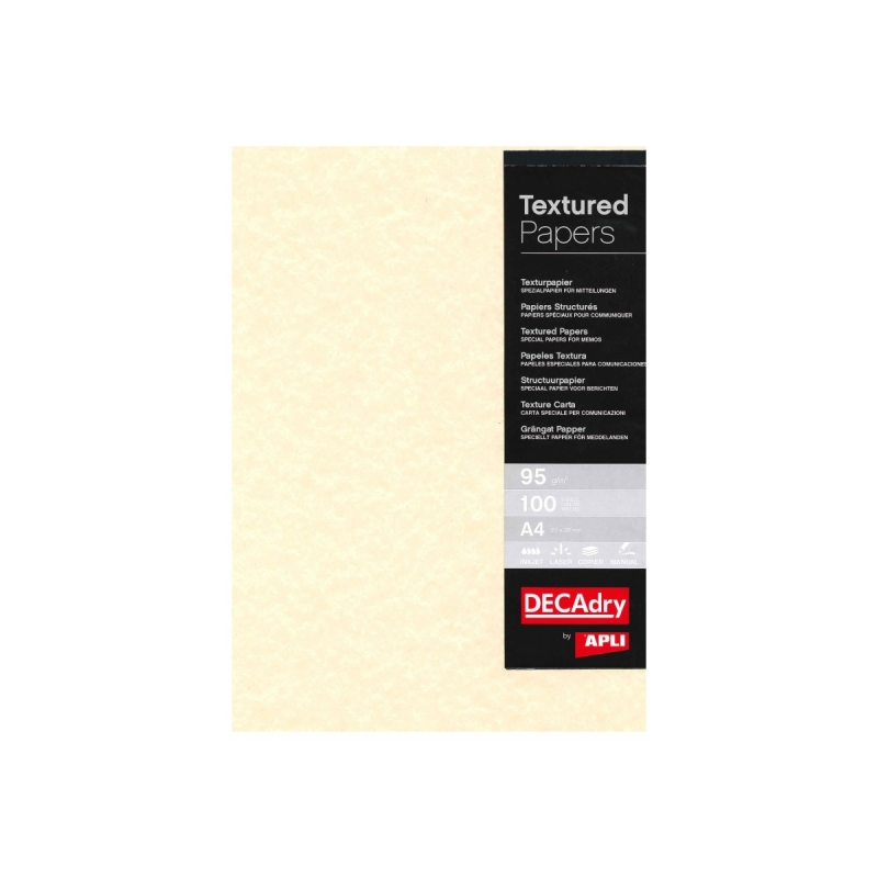 Apli Pack de 100 Feuilles de Papier Parchemin - 95gr - Design Double Face - Idéal pour Invitations, Diplômes et Travaux Manuels