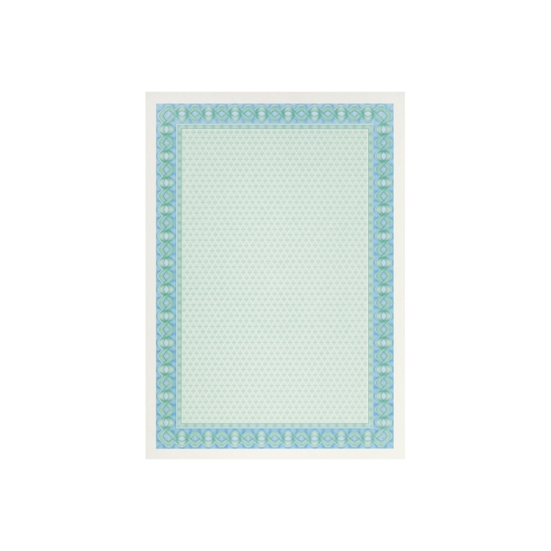 Apli Pack de 70 Feuilles de Papier Certificat - Dessin Hélicoïdal sur le Cadre - 115gr - Idéal pour Certificats et Diplômes