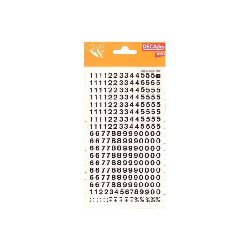 Numéros adhésifs Apli - 256 caractères - Identification rapide et propre - Couleur noire