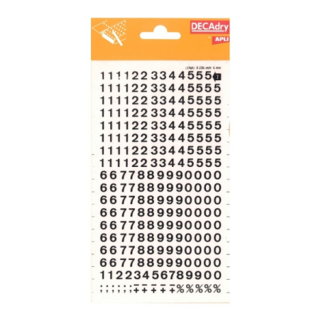 Numéros adhésifs Apli - 256 caractères - Identification rapide et propre - Couleur noire