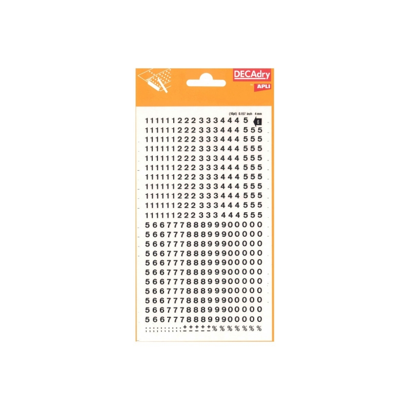 Numéros adhésifs Apli - 420 caractères - Identification rapide et propre - Couleur noire