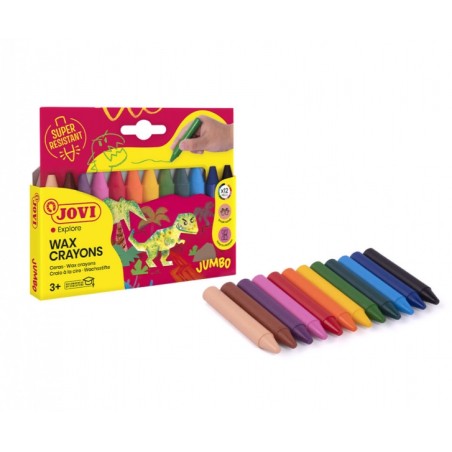 ✅ Jovi Jumbo Étui de 12 Cires Rondes - Résistantes - Ne tachent pas - Couleurs Assorties couleur Surtido en stock
