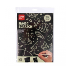 Apli Magic Scratch Glow in the Dark Feuilles phosphorescentes - 8 feuilles - 4 bâtons en bois - Créez et brillez dans le noir