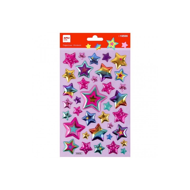 Apli Sachet de Stickers Étoiles - Adhésif Permanent - Idéal pour le Scrapbooking - Stimule la Créativité et la Psychomotricité