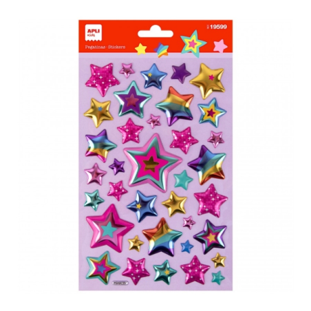 Apli Sachet de Stickers Étoiles - Adhésif Permanent - Idéal pour le Scrapbooking - Stimule la Créativité et la Psychomotricité