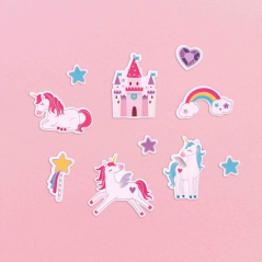 Apli Sachet de Stickers Licorne - Adhésif Permanent - Décoration de Livres et Dossiers - Stimule la Créativité et la