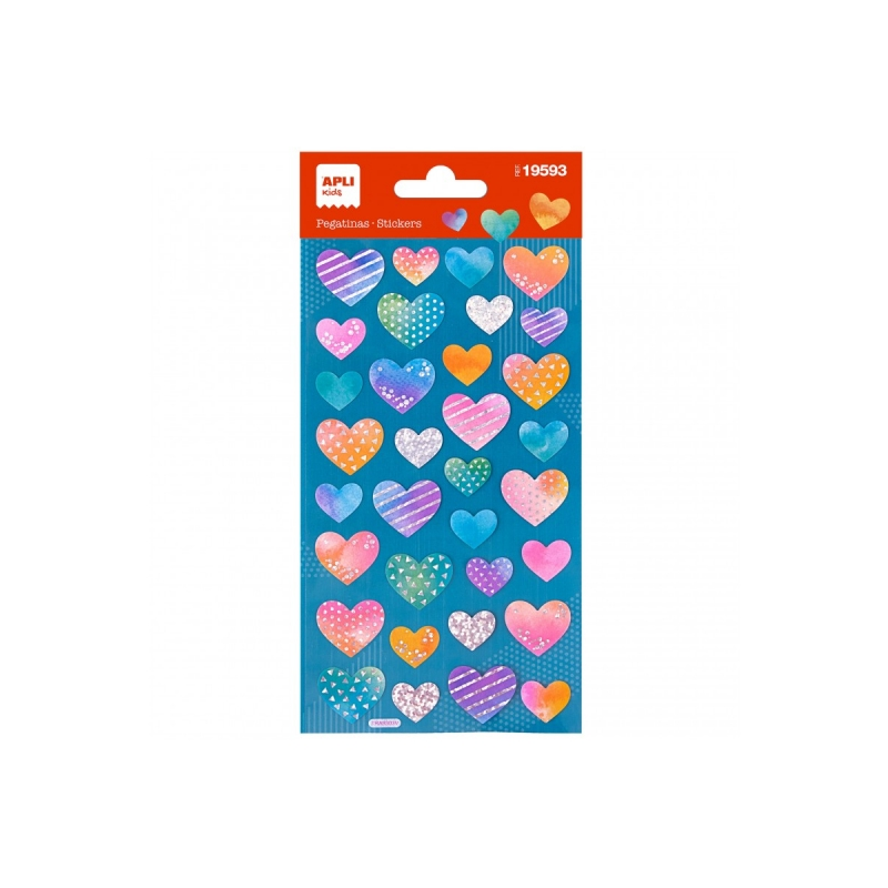 Apli Sachet d'Autocollants Coeurs Holographiques - Adhésif Permanent - Décoration d'Albums et de Cartes - Stimule la Créativité