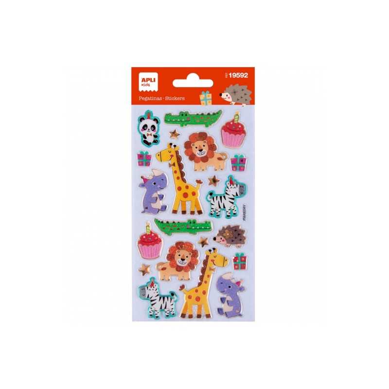 Apli Sachet de Stickers Fête des Animaux - Adhésif Permanent - Idéal pour le Scrapbooking - Stimule la Créativité et la