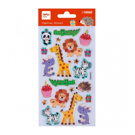Apli Sachet de Stickers Fête des Animaux - Adhésif Permanent - Idéal pour le Scrapbooking - Stimule la Créativité et la
