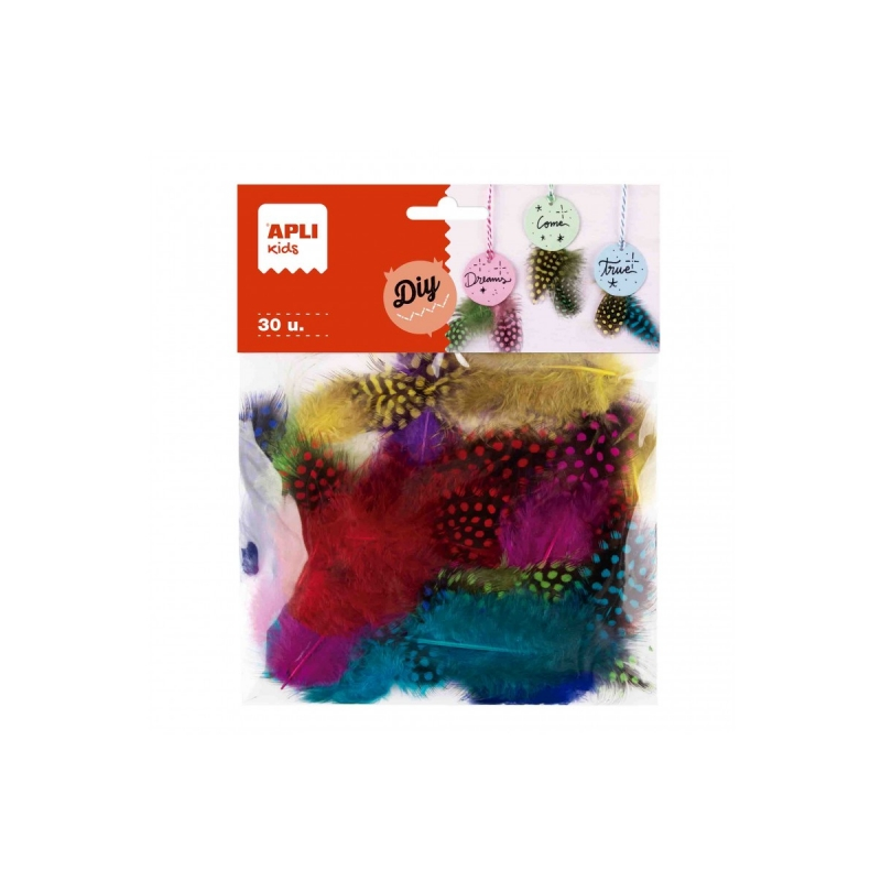 Apli Sac à Plumes Assorties - Idéal pour l'Artisanat et la Décoration - Matériau Doux et Sûr - Couleurs Assorties