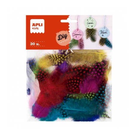 Apli Sac à Plumes Assorties - Idéal pour l'Artisanat et la Décoration - Matériau Doux et Sûr - Couleurs Assorties
