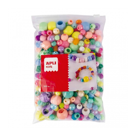 Apli Perles en Plastique Assorties - Idéales pour l'Artisanat - Format MAXI - Parfaites pour l'École et la Maison