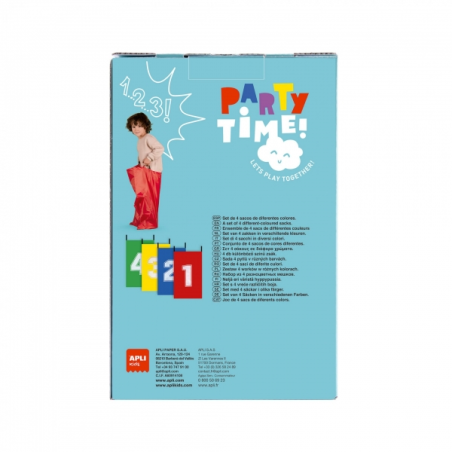 Apli Pack de 4 Sacs - Party Time Sack Race Game - Comprend un sac de rangement - Idéal pour l'extérieur - Favorise l'exercice