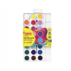 ✅ Jovi Pack de 24 Aquarelles en Poêle + Pinceau - Lumineux - Facilement Mélangable - Couleurs Assorties couleu en stock