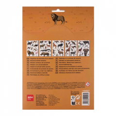 Apli Pack de 50 Stickers Amovibles d'Animaux de la Savane - Développe les Compétences Psychomotrices Fines - Images Réalistes