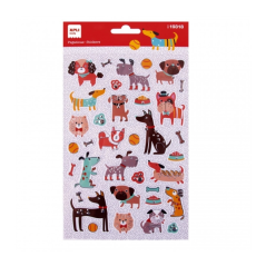 Apli Sachet de Stickers Chiot - En Relief - Détails Métalliques - Adhésif Permanent - Idéal pour Scrapbooking et Décoration