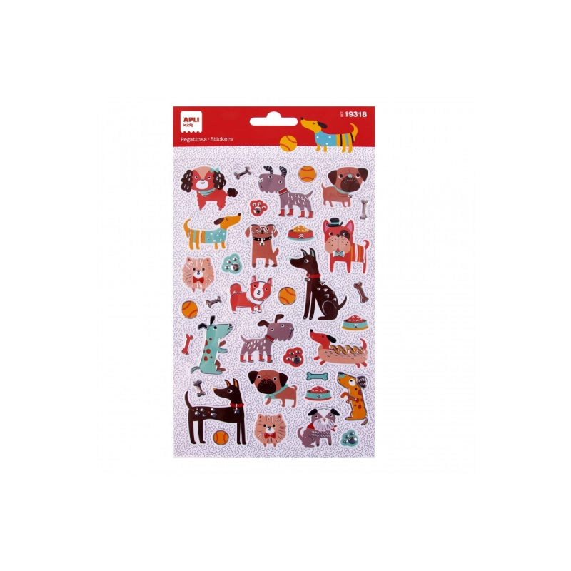 Apli Sachet de Stickers Chiot - En Relief - Détails Métalliques - Adhésif Permanent - Idéal pour Scrapbooking et Décoration