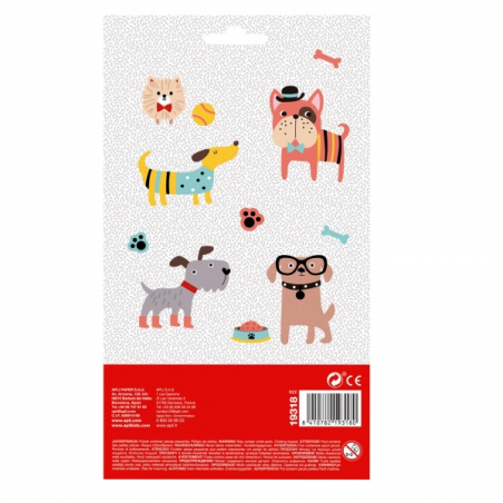 Apli Sachet de Stickers Chiot - En Relief - Détails Métalliques - Adhésif Permanent - Idéal pour Scrapbooking et Décoration