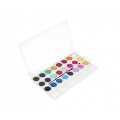 Jovi Pack de 24 Aquarelles en Poêle + Pinceau - Lumineux - Facilement Mélangable - Couleurs Assorties