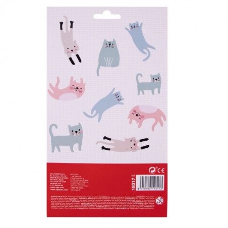 Apli Sachet de Stickers Chat - Gaufrage et Détails Métalliques - Adhésif Permanent - Idéal pour le Scrapbooking et la