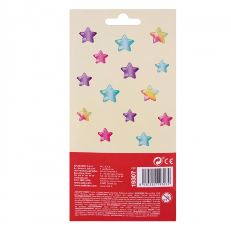 Apli Sachet de Stickers Étoiles - Tournesol - En Relief - Effet Métallisé - Adhésif Permanent - Idéal pour le Scrapbooking et