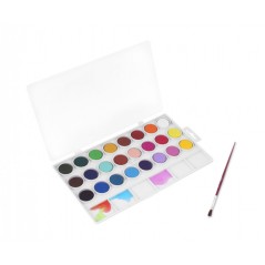✅ Jovi Pack de 24 Aquarelles en Poêle + Pinceau - Lumineux - Facilement Mélangable - Couleurs Assorties couleu en stock