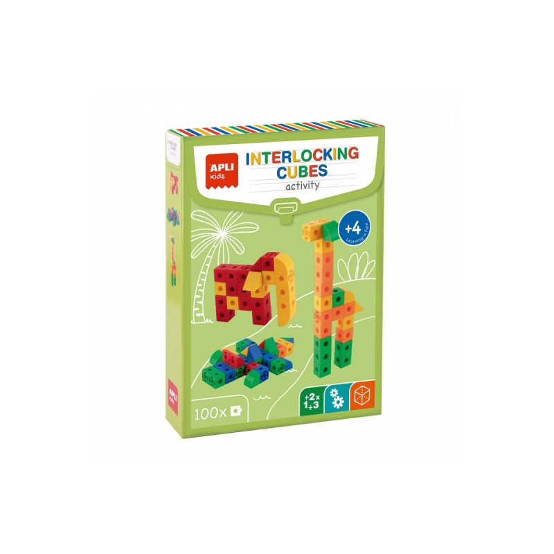 Apli Kit de Construction Educatif - 100 Pièces - Favorise les Compétences Psychomotrices Fines - Améliore la Coordination