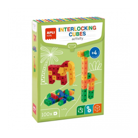 Apli Kit de Construction Educatif - 100 Pièces - Favorise les Compétences Psychomotrices Fines - Améliore la Coordination
