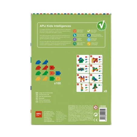 Apli Kit de Construction Educatif - 100 Pièces - Favorise les Compétences Psychomotrices Fines - Améliore la Coordination