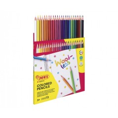Jovi Woodless Pack de 24 Crayons de Couleur - Forme Triangulaire - Mines Résistantes - Sans Bois - Couleurs Assorties