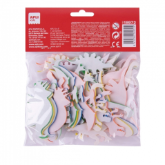 Apli Pack de 40 Dinosaures adhésifs EVA - Différents modèles - Adhésif permanent - 8 courses - Idéal pour les travaux manuels