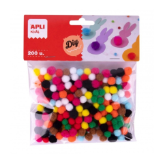Apli Pack de 200 Mini Pompons de Ø 8 mm - Idéal pour le bricolage scolaire et les ateliers d'enfants - Stimule l'imagination et