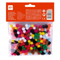 Apli Pack de 200 Mini Pompons de Ø 8 mm - Idéal pour le bricolage scolaire et les ateliers d'enfants - Stimule l'imagination et