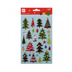 Apli Sachet d'Autocollants Sapin de Noël - Détails Métalliques - Adhésif Permanent - Idéal pour Scrapbooking et Décoration